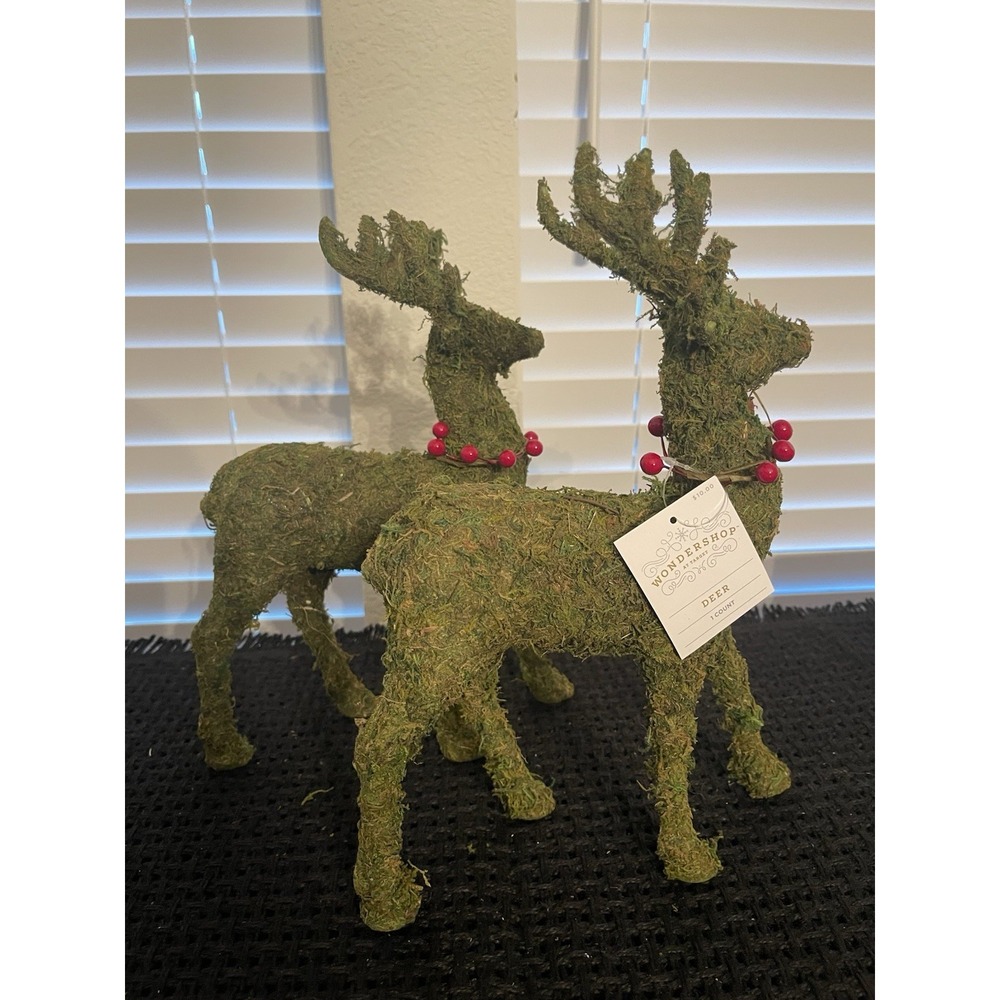 Reindeer Set With Sea Moss 12" Tall‎ Christmas Set Of 2 Wondershop 2024